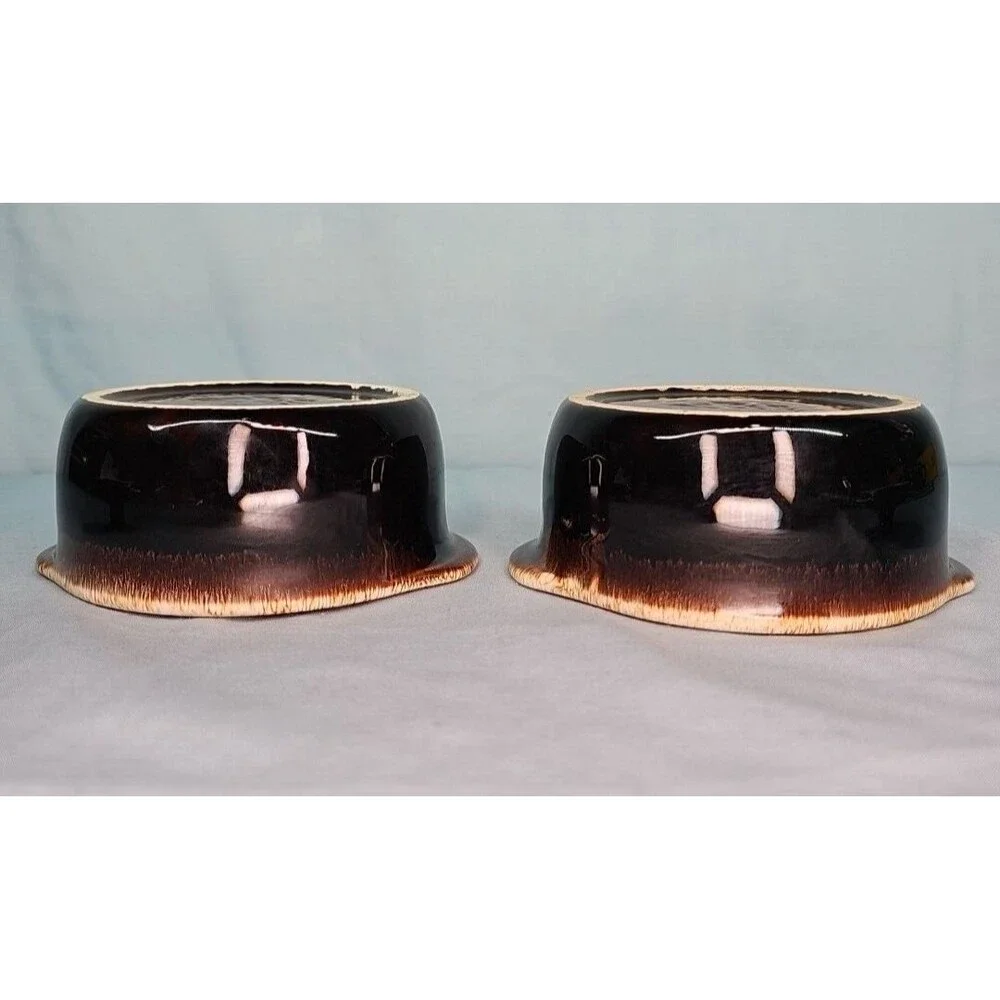 Crock Casseroles Chili Soup Bowls w/ Lids Pfaltzgraff Gourmet Brown Drip Glaze